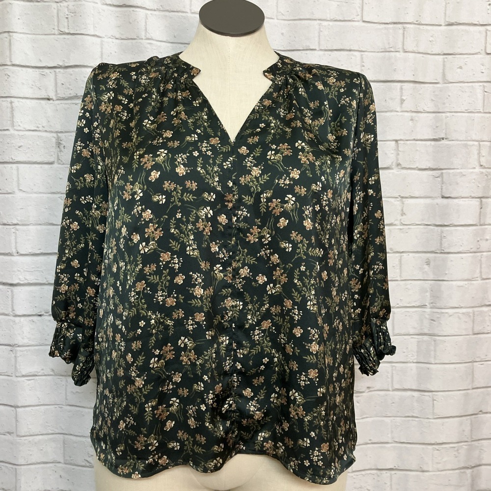 Kaileigh Black Floral Blouse Size Large Dark Academia Boho